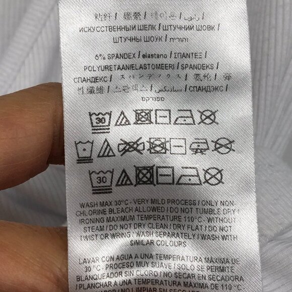 Guess White ribbed surplice V-neck crop top side tie size Medium - Picture 10 of 16